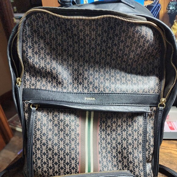 Fossil Sherri Backpack and Fossil Madison Tab Clutch Wallet Black Multi - Picture 1 of 11